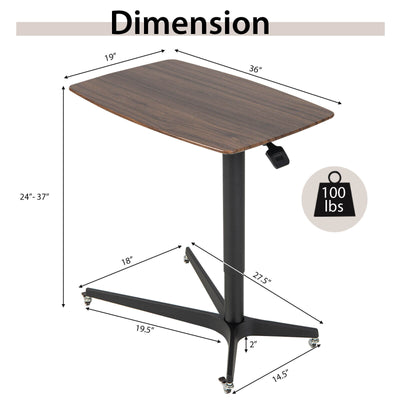 Height Adjustable Mobile Standing Desk with Lockable Wheels-Brown