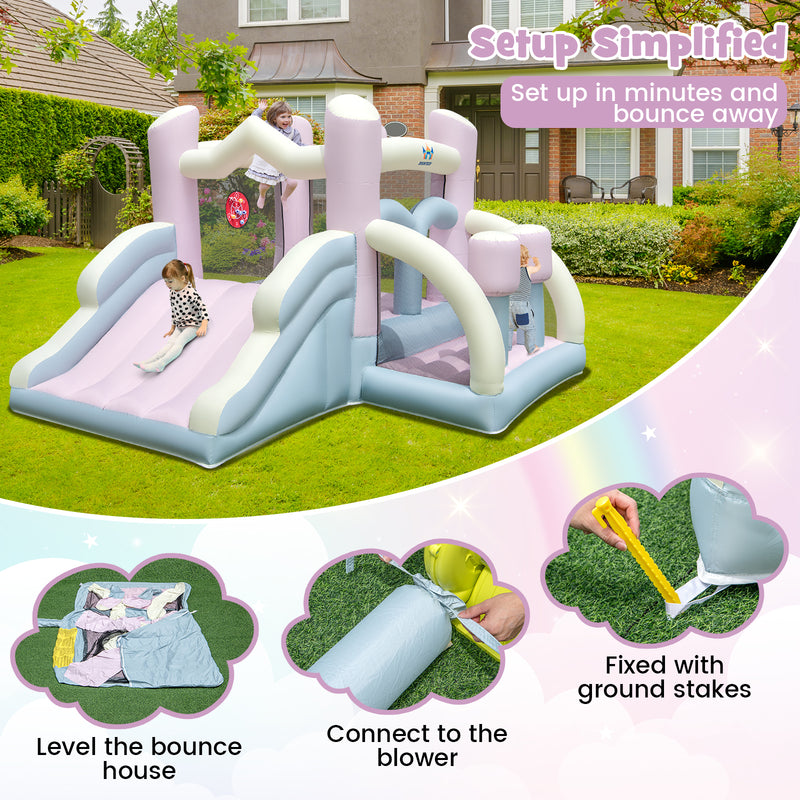 Kids Bounce House with Slide and 2 Boxing Columns Bouncy Castle for Party with 480W Blower