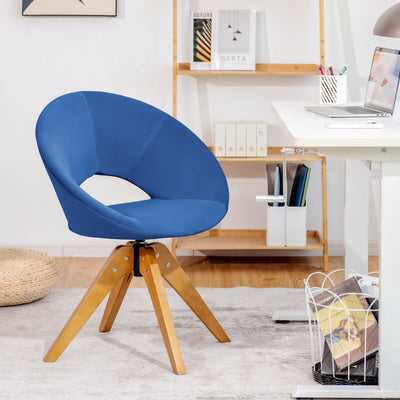 Swivel Accent Chair with Oversized Upholstered Seat for Home Office-Blue