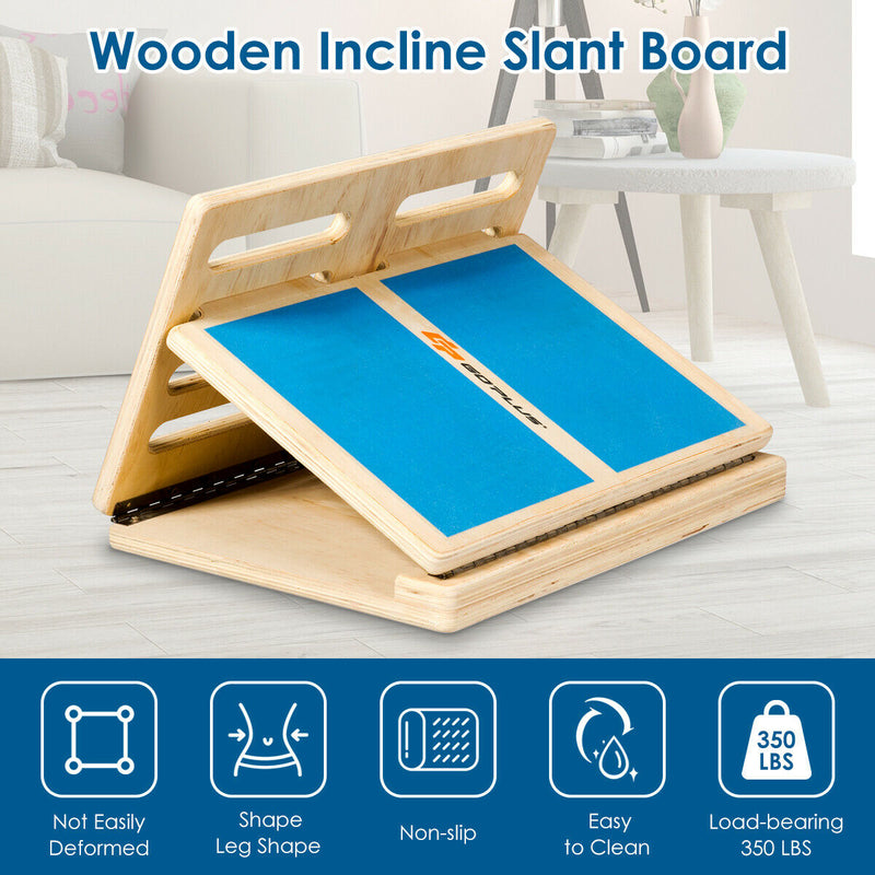 4-Level Adjustable Slant Board Wooden Calf Stretcher Incline Stretching