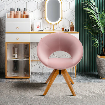 Swivel Accent Chair with Oversized Upholstered Seat for Home Office-Pink