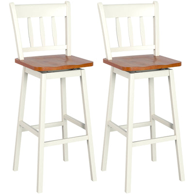 30.5 Inches Set of 2 Swivel Bar Stools with 360° Swiveling-White