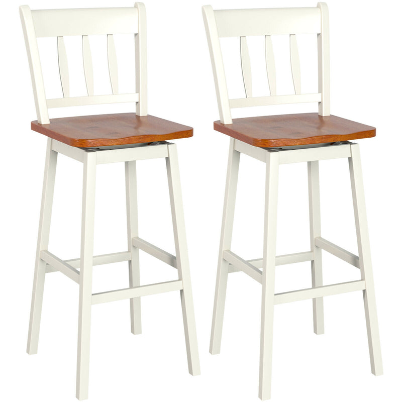 30.5 Inches Set of 2 Swivel Bar Stools with 360° Swiveling-White