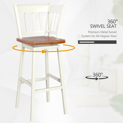 30.5 Inches Set of 2 Swivel Bar Stools with 360° Swiveling-White