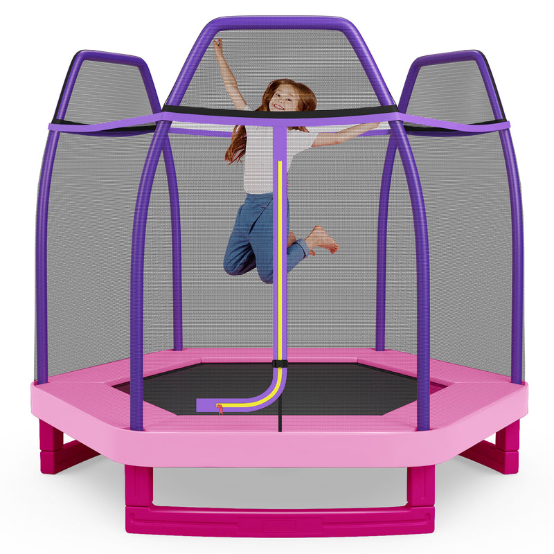 7 Feet Kids Recreational Bounce Jumper Trampoline-Pink