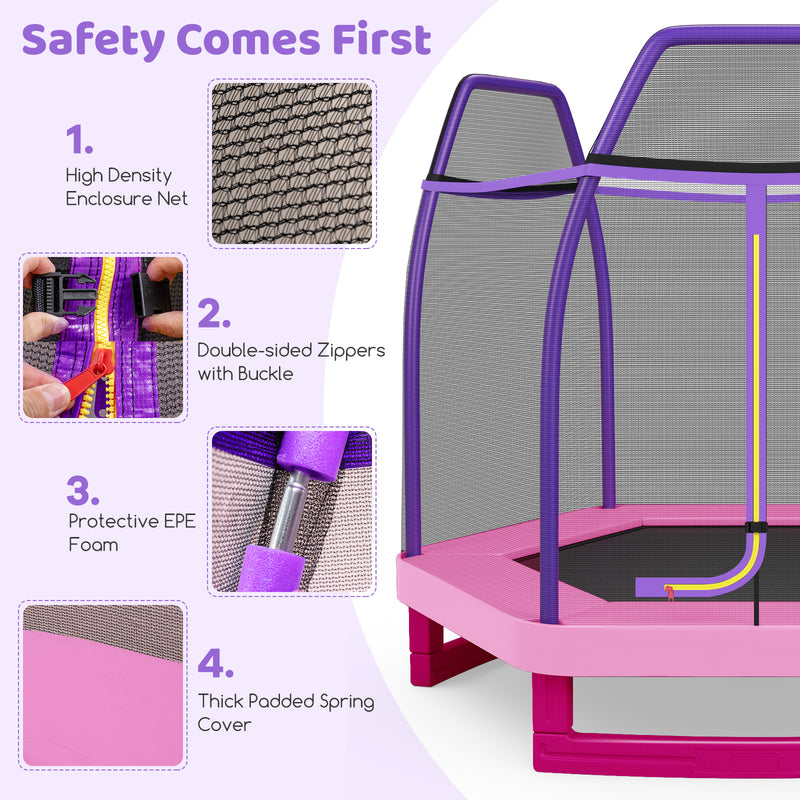 7 Feet Kids Recreational Bounce Jumper Trampoline-Pink