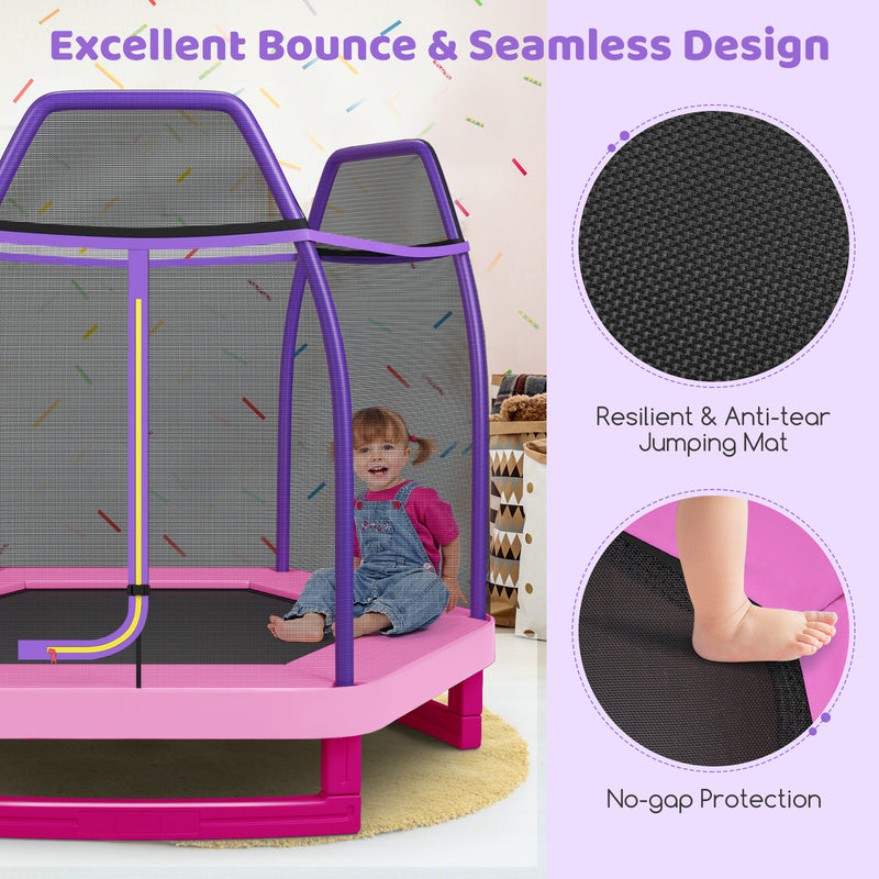 7 Feet Kids Recreational Bounce Jumper Trampoline-Pink