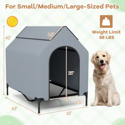 Large/Middle/Small Outdoor Elevated Pet House with Ventilated Windows-M