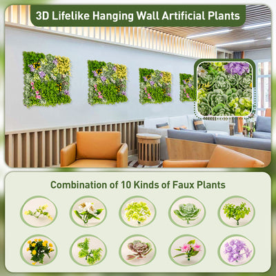 20" x 20" 3D Hanging Succulents with 10 Types of Mixed Faux Plants for Balcony Home