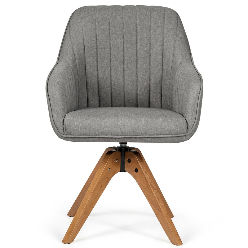 Fabric Swivel Accent Chair with Beech Wood Legs