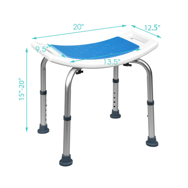 Shower Stool 6 Adjustable Heights Non-Slip Padded Blue Seat