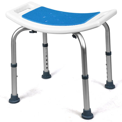 Shower Stool 6 Adjustable Heights Non-Slip Padded Blue Seat