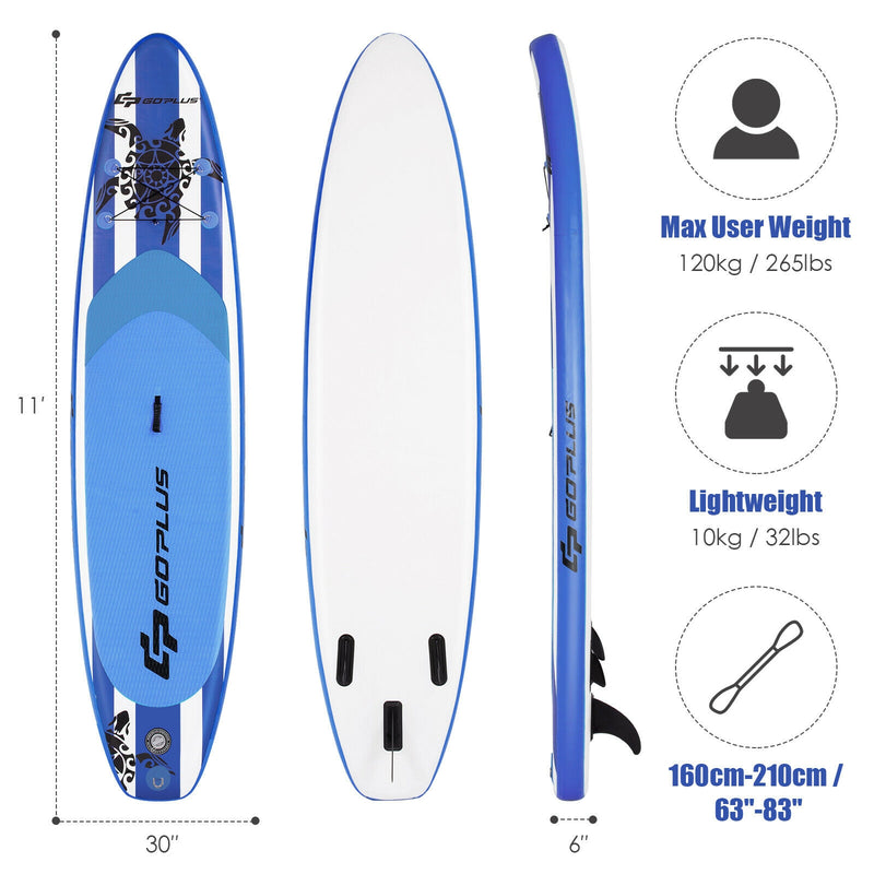 11 Feet Inflatable Adjustable Paddle Board with Carry Bag-SizeL