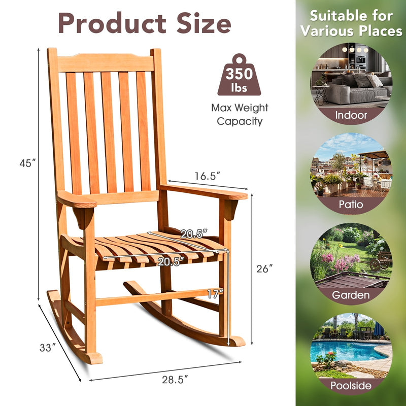 Outdoor Rocking Chair Single Rocker for Patio Deck