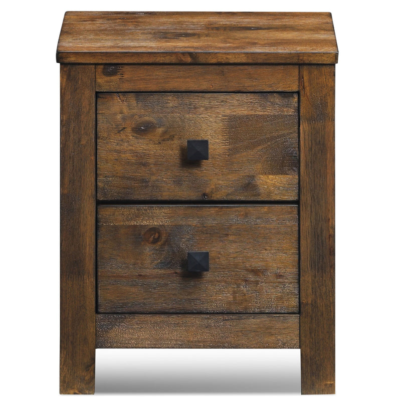 Wood 2 Storage Sliding Drawers End Nightstand-Oak