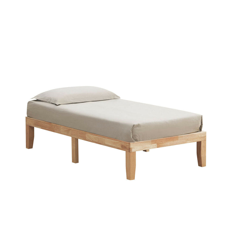 Twin Size 14 Inch Wooden Slats Bed Mattress Frame-Natural