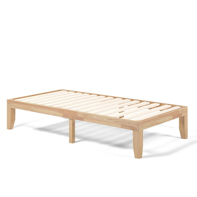 Twin Size 14 Inch Wooden Slats Bed Mattress Frame-Natural