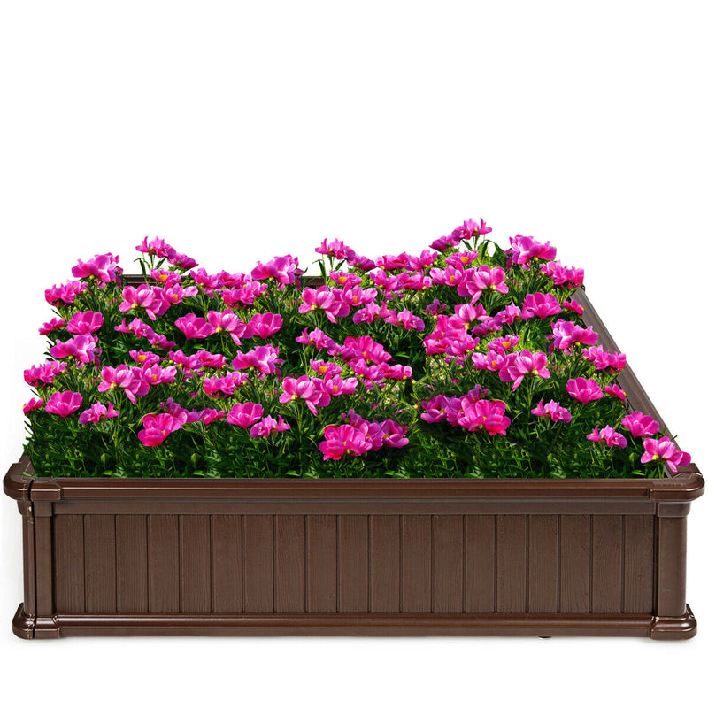 48 Inch Raised Garden Bed Planter for Flower Vegetables Patio-Brown