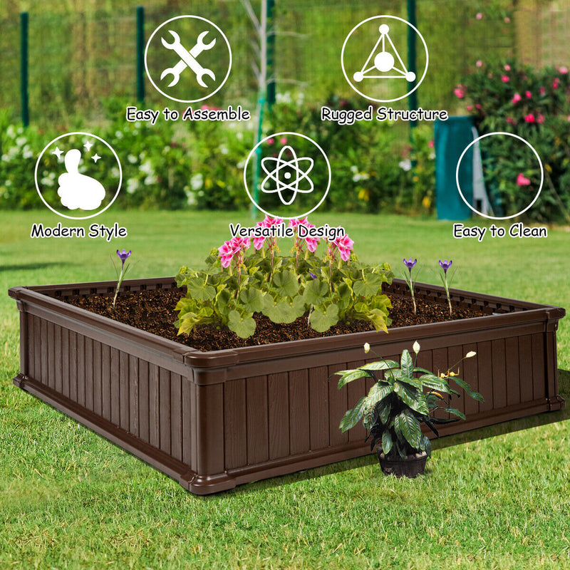 48 Inch Raised Garden Bed Planter for Flower Vegetables Patio-Brown