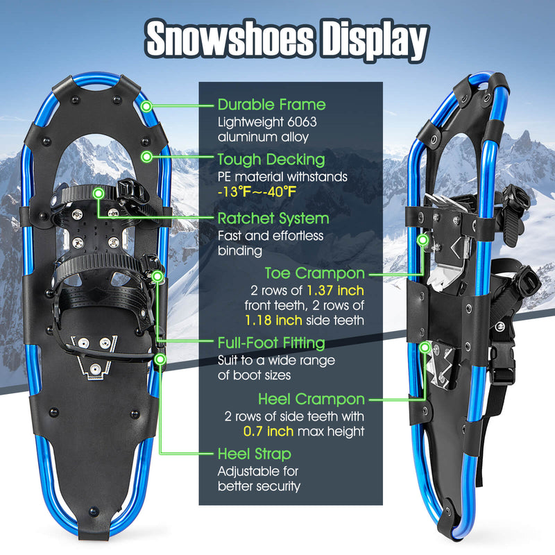 21/25/30 Inch Lightweight Terrain Snowshoes with Flexible Pivot System-21 inches