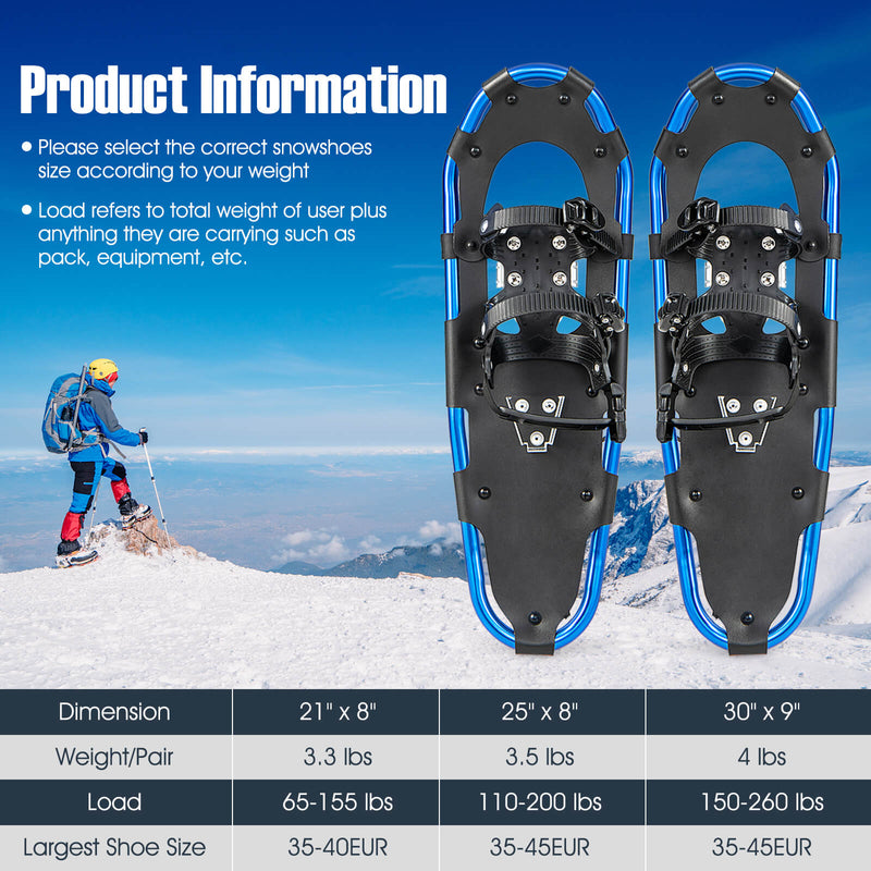 21/25/30 Inch Lightweight Terrain Snowshoes with Flexible Pivot System-25 inches