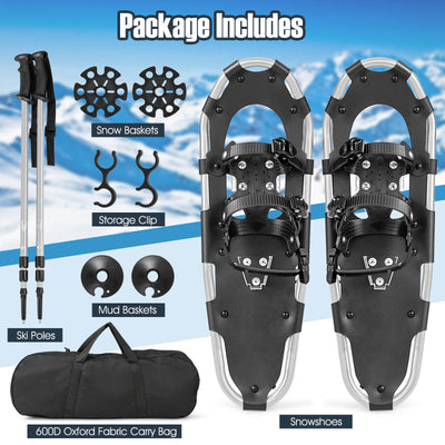 21/25/30 Inch 4-in-1 Lightweight Terrain Snowshoes with Flexible Pivot System-25 inches