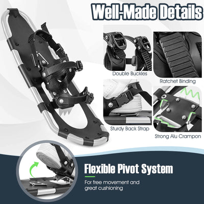 21/25/30 Inch 4-in-1 Lightweight Terrain Snowshoes with Flexible Pivot System-30 inches