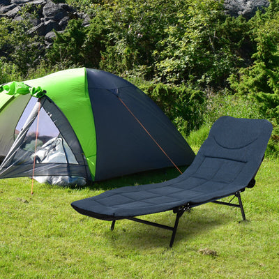 Folding Camping Cot with Detachable Mattress and Adjustable Backrest-Navy