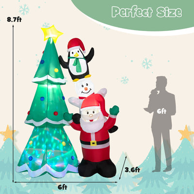 8.7 Feet Inflatable Christmas Tree with Santa Claus and Snowman and Penguin Blow-up