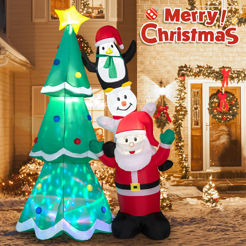 8.7 Feet Inflatable Christmas Tree with Santa Claus and Snowman and Penguin Blow-up