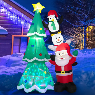 8.7 Feet Inflatable Christmas Tree with Santa Claus and Snowman and Penguin Blow-up