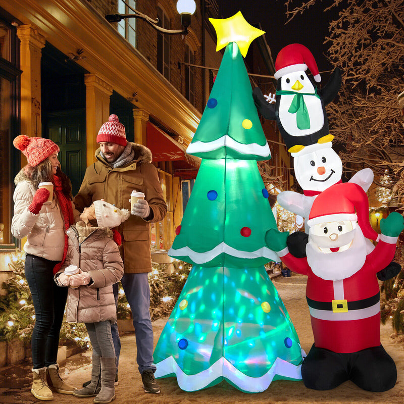 8.7 Feet Inflatable Christmas Tree with Santa Claus and Snowman and Penguin Blow-up