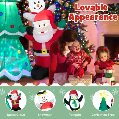 8.7 Feet Inflatable Christmas Tree with Santa Claus and Snowman and Penguin Blow-up