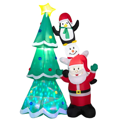 8.7 Feet Inflatable Christmas Tree with Santa Claus and Snowman and Penguin Blow-up