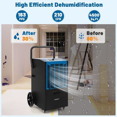 140 Pints Commercial Dehumidifier Crawl Space Dehumidifier with Pump and Drain Hose-Blue