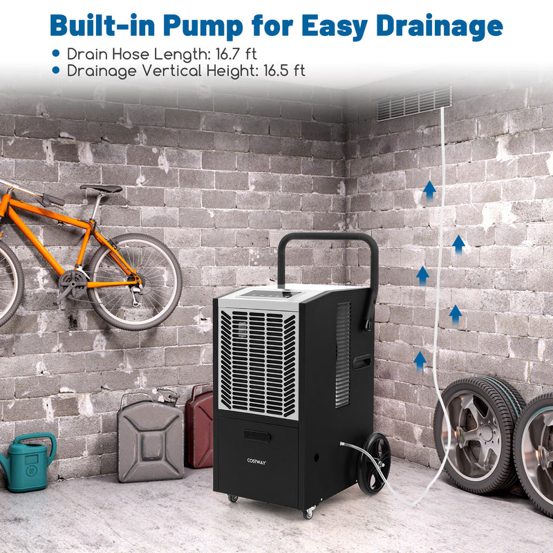 140 Pints Commercial Dehumidifier Crawl Space Dehumidifier with Pump and Drain Hose-White