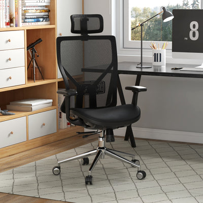 High-Back Mesh Executive Chair with Sliding Seat and Adjustable Lumbar Support