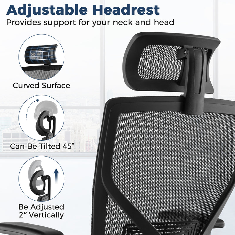 High-Back Mesh Executive Chair with Sliding Seat and Adjustable Lumbar Support