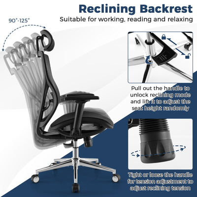 High-Back Mesh Executive Chair with Sliding Seat and Adjustable Lumbar Support