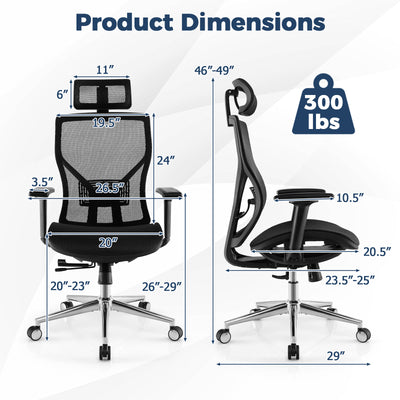 High-Back Mesh Executive Chair with Sliding Seat and Adjustable Lumbar Support