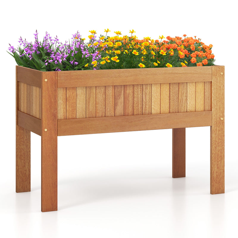 Wooden Raised Garden Bed Solid Wood Elevated Planter Box with Legs