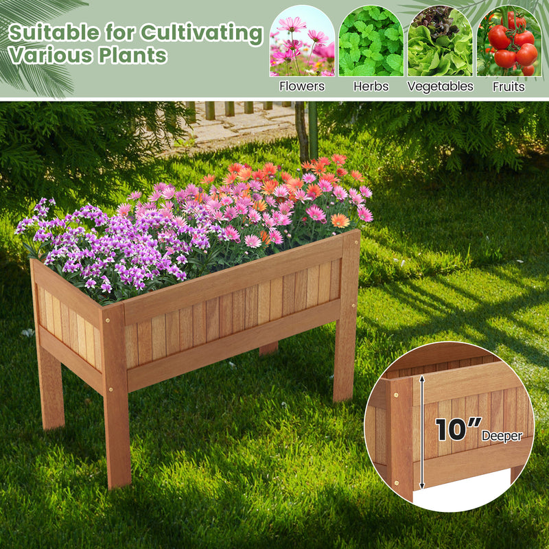 Wooden Raised Garden Bed Solid Wood Elevated Planter Box with Legs