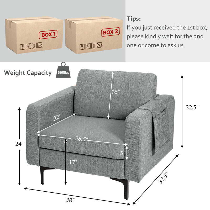 1/2/3/4-Seat Convertible Sectional Sofa with Reversible Ottoman-1-Seat