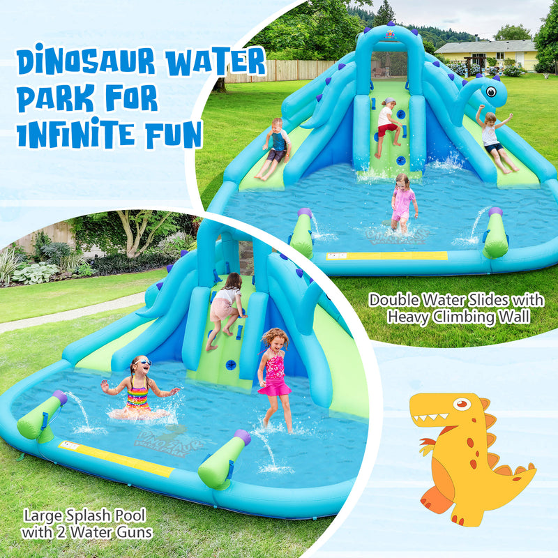 Inflatable Water Slide with Dual Slides and Large Splash Pool and Carry Bag (with 584W Blower)