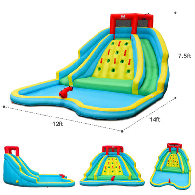 Inflatable Water Park Bounce House with Double Slide and Climbing Wall with 735W Blower