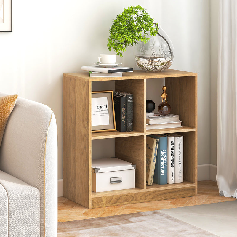 4-Cube Kids Bookcase with Open Shelves-Natural