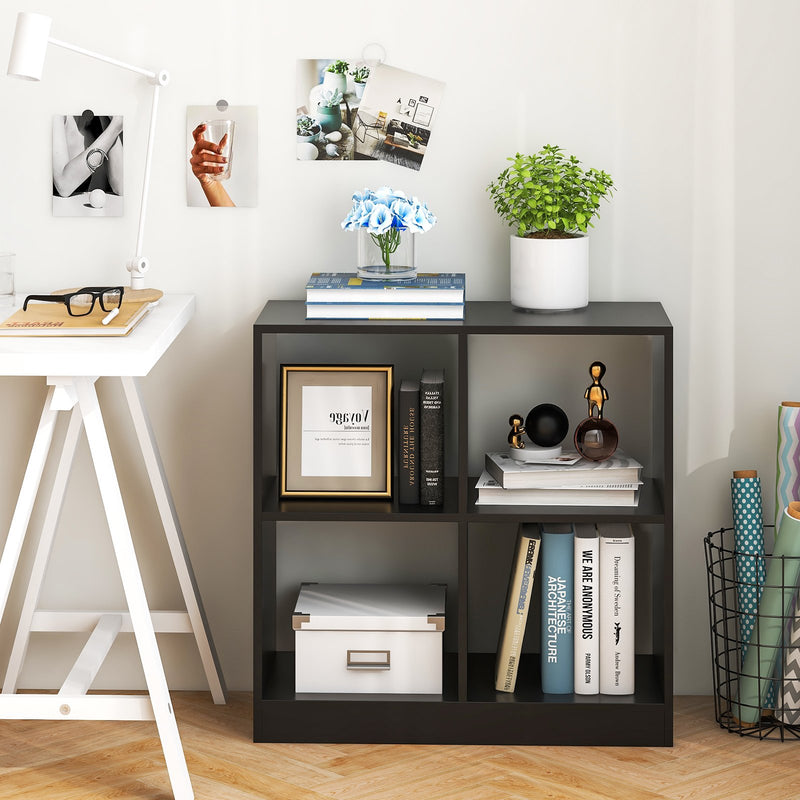 4-Cube Kids Bookcase with Open Shelves-Black