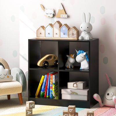 4-Cube Kids Bookcase with Open Shelves-Black