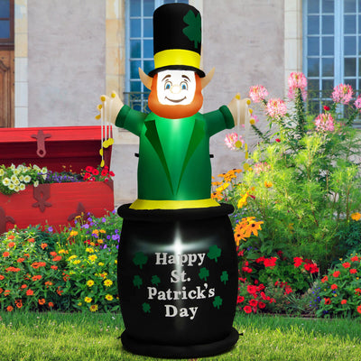 6 Feet St Patrick's Day Inflatables Leprechaun Irish Day Decoration with LED Lights