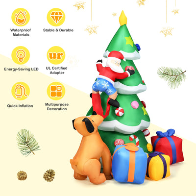 7 Feet Inflatable Christmas Tree Santa Decor with LED Lights